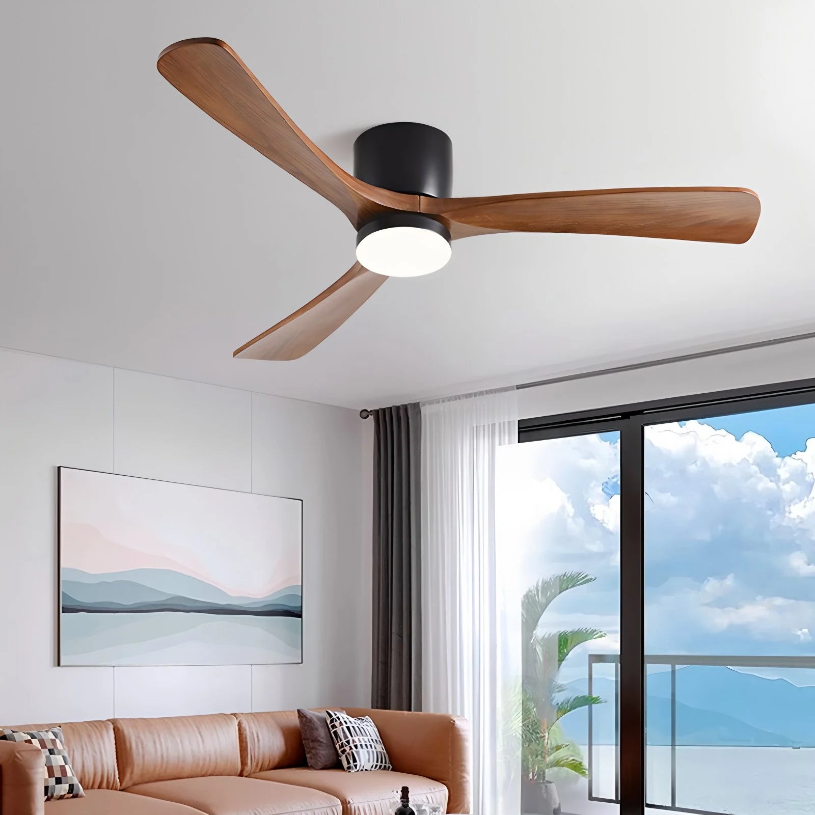 Large Low Profile Ceiling Fan with Light