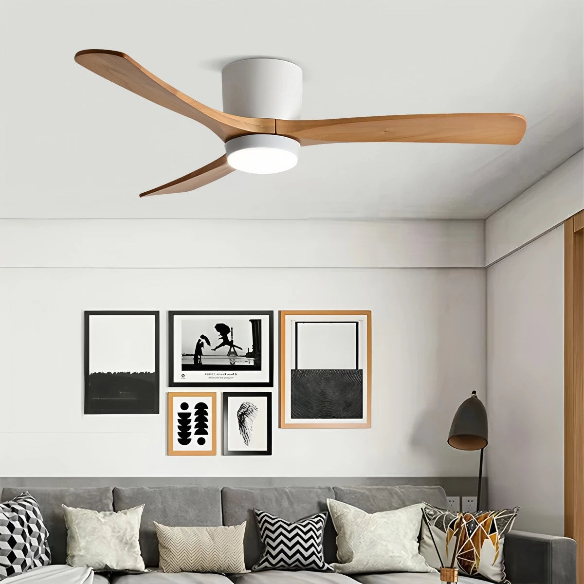 Large Low Profile Ceiling Fan with Light