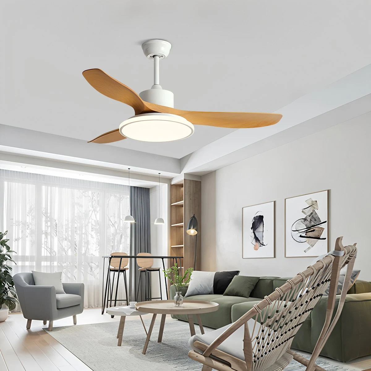 Modern 3 Blade Ceiling Fan with Light